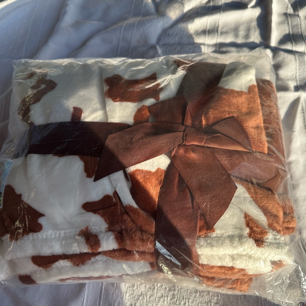 Brown and White Cow Print Blanket Clarice the cow